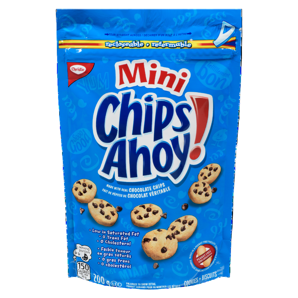 Christie - Mini Chips Ahoy - Chocolate Chips Cookies Original - 200 g Pouch - Crtn / 24 Each