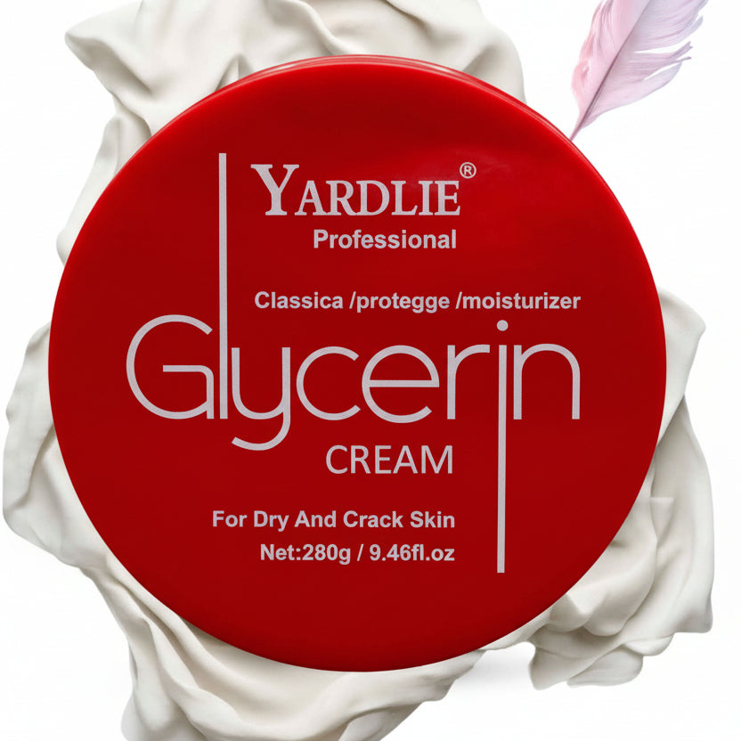 Yardlie Glycerin Cream container with a white lid and red label on a white background