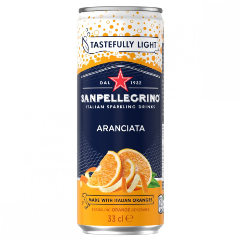 TASTEFULLY LIGHT - SANPELLEGRINO - ARANCIATA - Orange Drink - 33cl Can Qtn / 24 Each