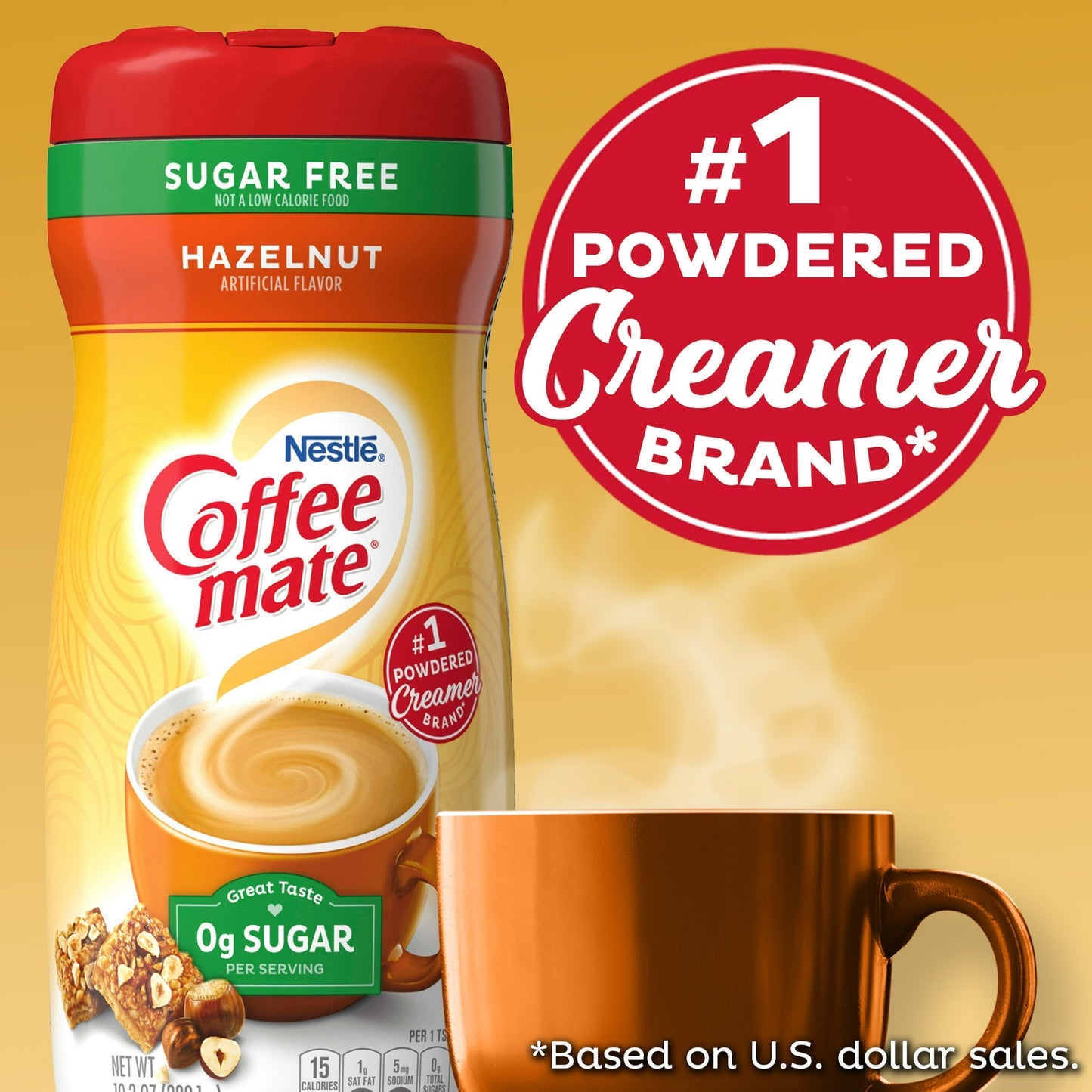 Nestle - Coffee Mate - Powder Coffee Creamer - Zero Sugar - Sugar Free - Hazelnut - 10.2 oz (289g)