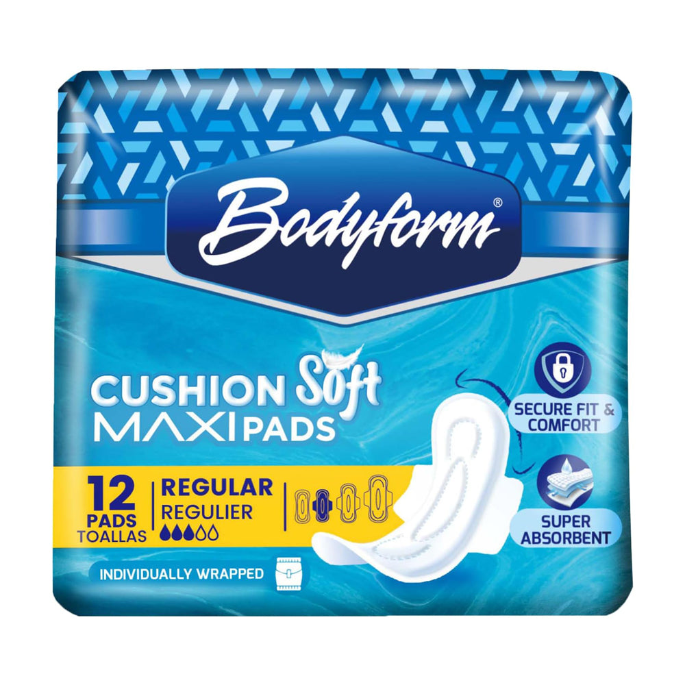 Bodyform - Cushion Soft Regular Maxi Sanitary Pads - Personal Care - Pads with Wings - 12-Pack - Regular Flow Protection