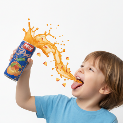 POLAC - Peach Fruit Drink - 250ML - With Real Fruit Chunks - 24 Can (1 Tray)