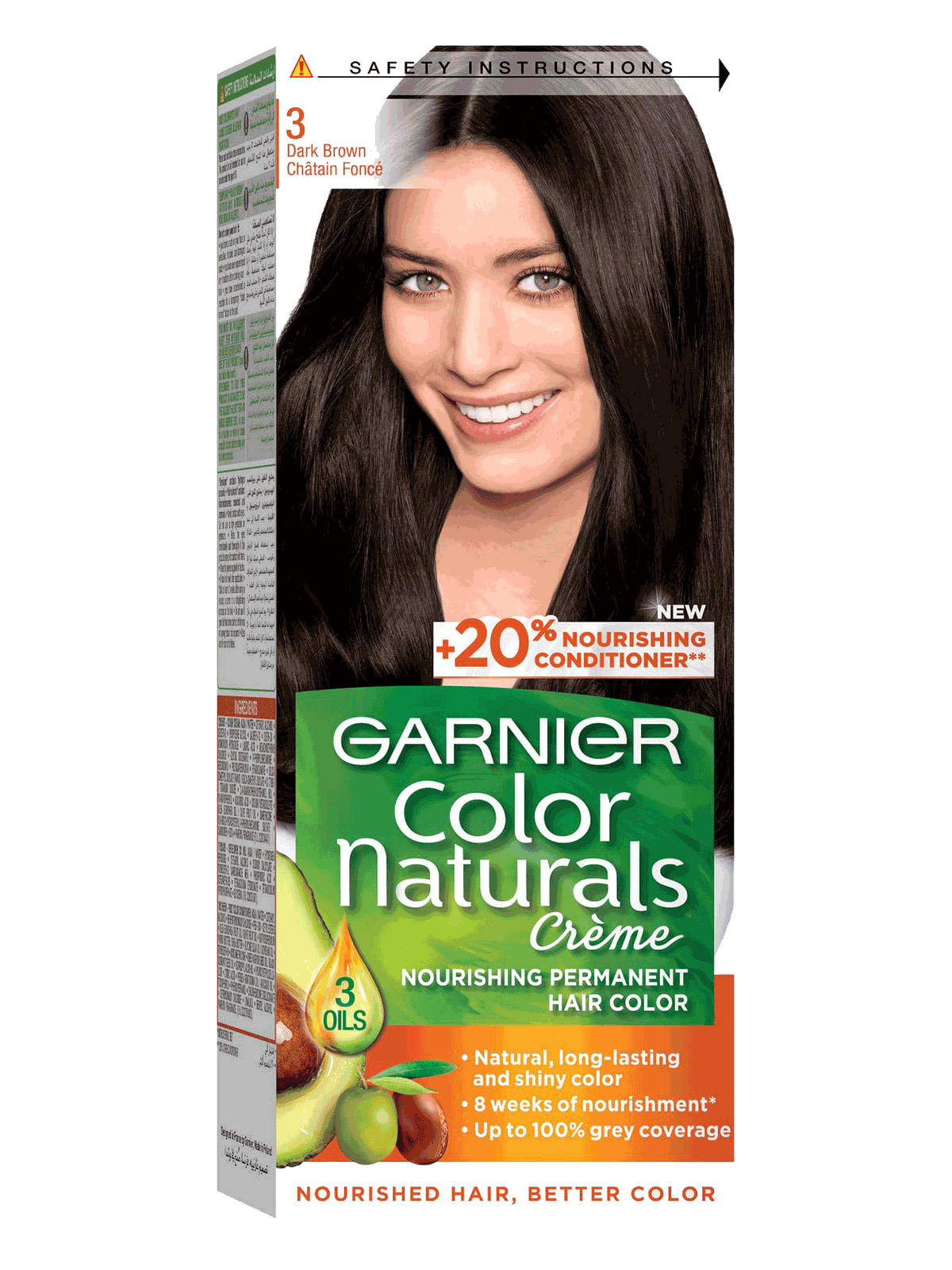 GARNIER - HAIR COLOR - Naturals Creme - 3 DARK BROWN - Chantain Fonce - 110ml (Imported)