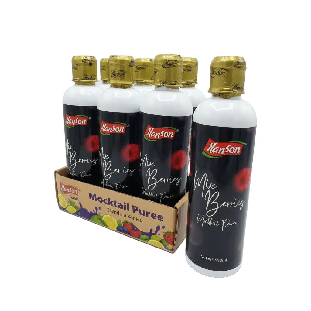 Hanson - MIXED BERRIES SYRUP - 550ml - Pack of 6 Bottles - 3.30L