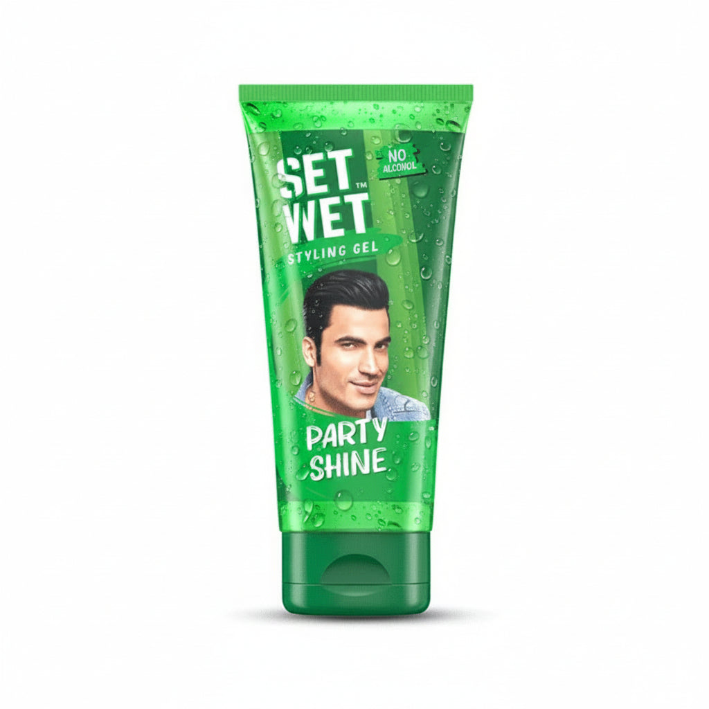 SET WET - PARTY SHINE - HAIR STYLING GEL FOR MEN - 100g