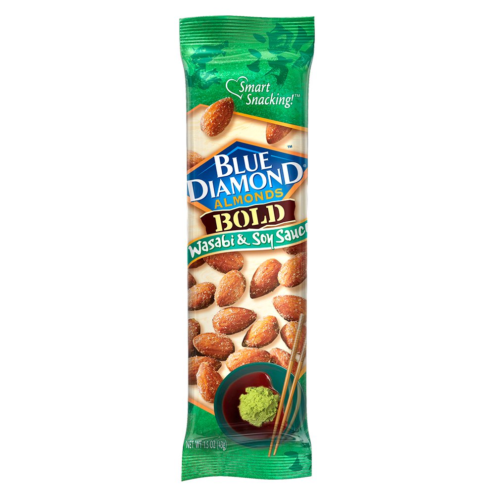 BLUE DIAMOND - ALMONDS - BOLD - Wasabi & Soy Sauce Flavoured - 43 gm - Crtn / 24 Each