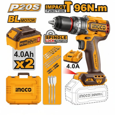 INGCO - Compact Brushless Cordless Impact Drill - Item No. CIDLI 20968 Industrial