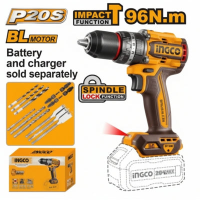 INGCO - Compact Brushless Cordless Impact Drill - Item No. CIDLI 209681 Industrial