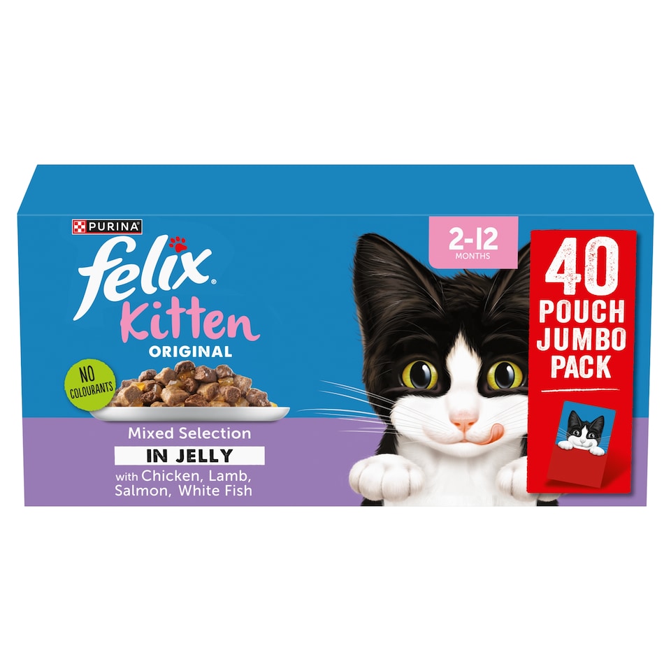 Felix - KITTEN Original- Mixed Selection IN JELLY - ( 1X1 ) 40X85gm Pouch