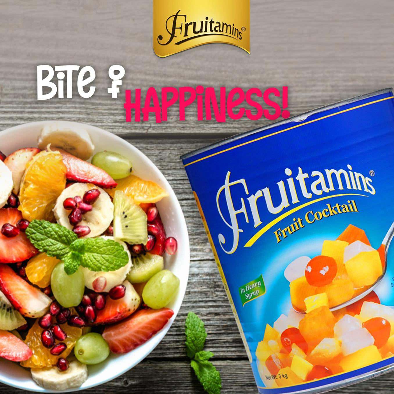 Fruitamins - Canned Fruit Cocktail - 3kg - Imported From Philippines - 1 CTN (6 Pcs)