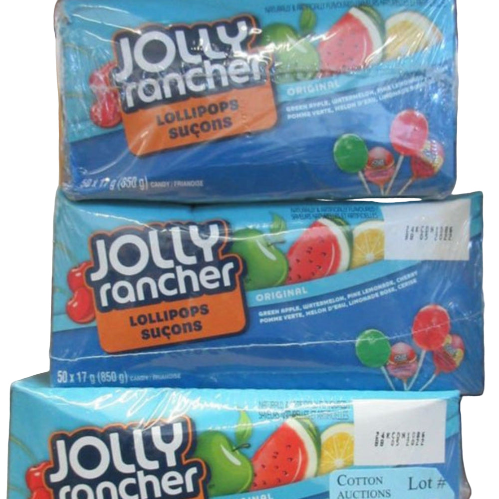 JOLLY rancher - Lollipops Sucons Candy - 50 Pcs Box x 17g (850g) - Crtn / 24 Each