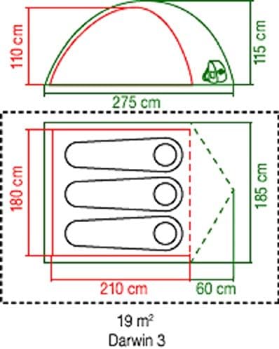 Coleman - Darwin 3 Tent, Compact 3 Man Dome Tent, Green/Grey