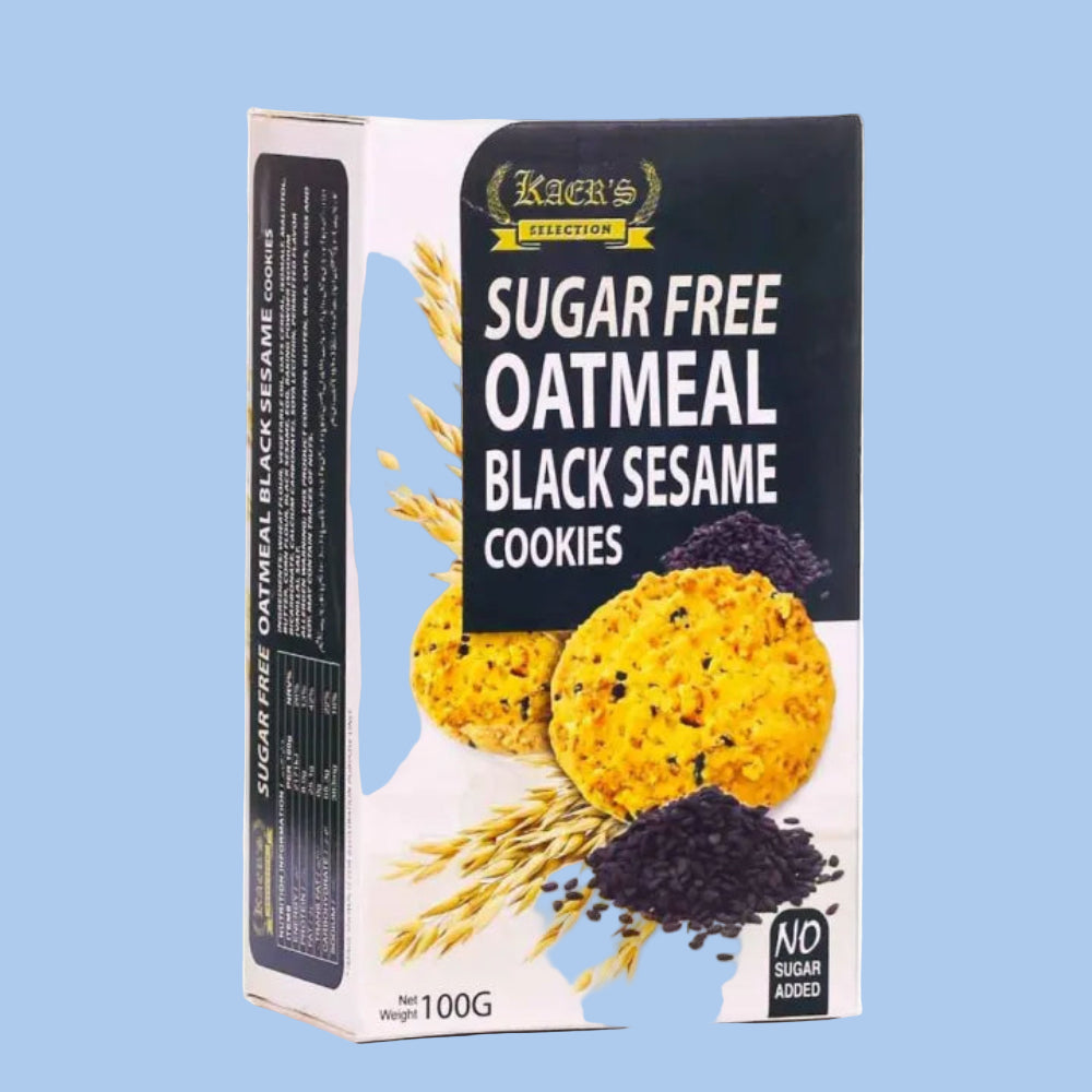 KAERS - OATMEAL BLACK SESAME COOKIES - Sugar Free -100g -Crtn /24 Each