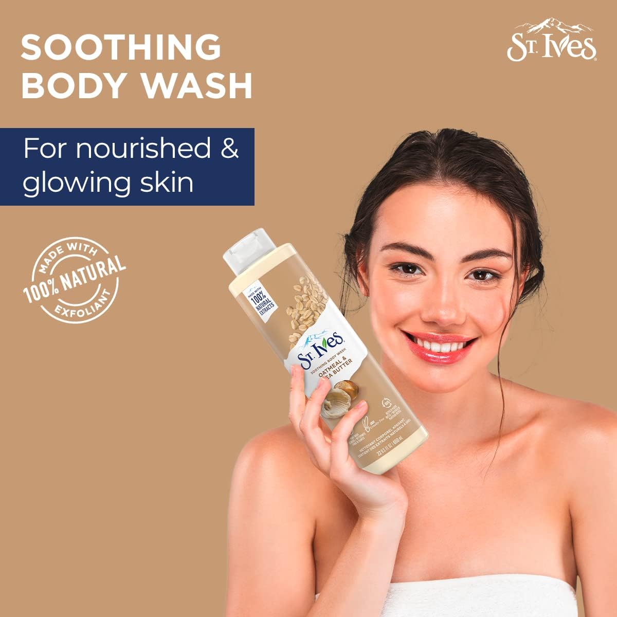 ST. Ives - Oatmeal & Shea Butter Body Wash - Moisturizing Body Wash for Sensitive and Dry Skin - 650 ml / 22 Fl. Oz.