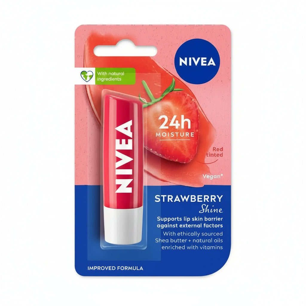 NIVEA - LIP BALM - STRAWBERRY SHINE ( Red Tinted ) - 4.8gm