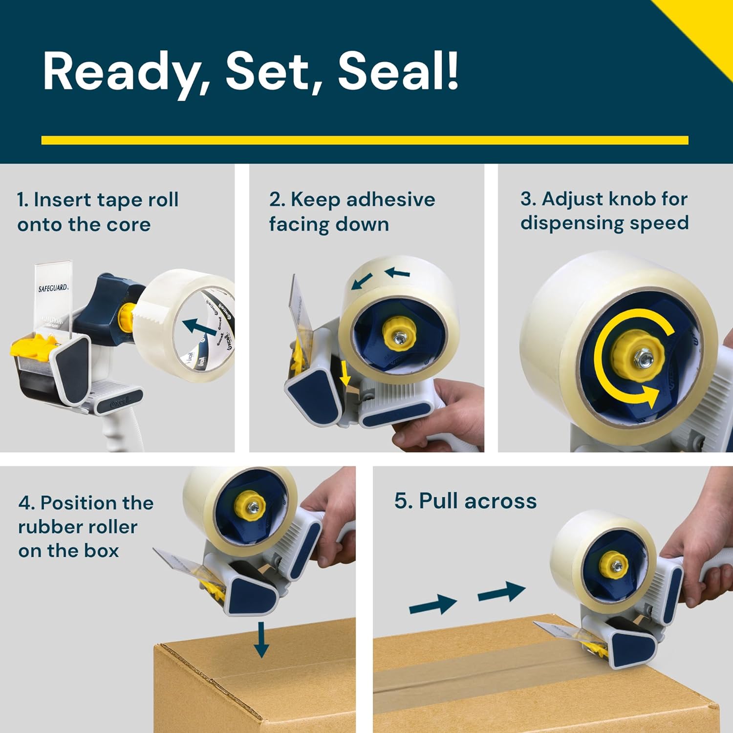Excell - Packing Tape Dispenser - 2" - EC-233LSP (2" wide, 3" core, handle with sponge)