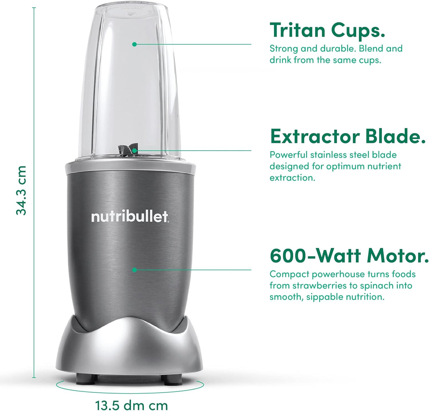 Nutribullet - Personal Blender - NBR-1212M - Nutrient Extraction - Grey - 1 Year Warranty