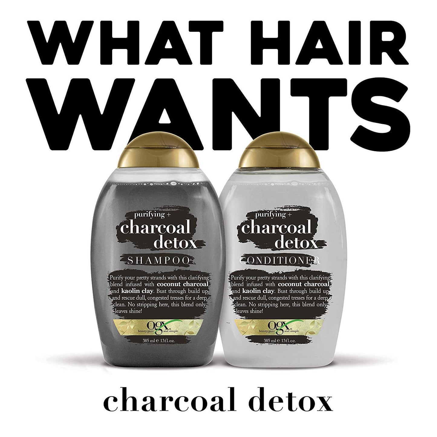 OGX (Organix) - Purifying + Charcoal Detox - Shampoo - for Buildup Removal and Light Nourishment - No Sulfates - 13 Fl Oz (385ML)