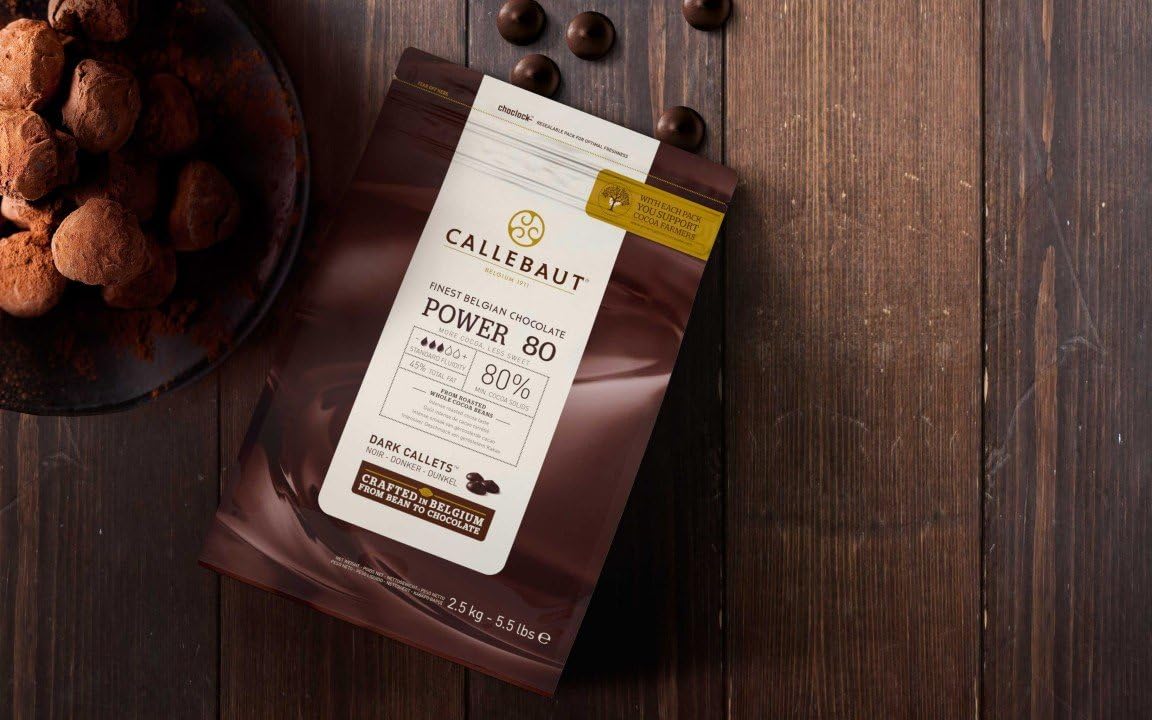 Callebaut - Finest Belgian Chocolate – Powerful 80% Dark Chocolate - Chocolate Callets - 2.5 KG