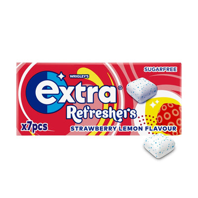 EXTRA - Refreshers - Strawberry & Lemon - Bubble Sugar Free Chewing Gum - 16 x 7 pcs