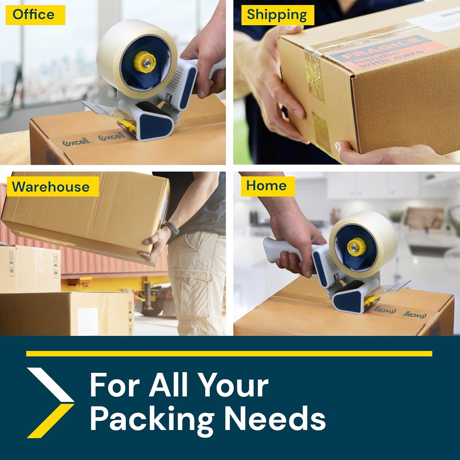 Excell - Packing Tape Dispenser - 2" - EC-233LSP (2" wide, 3" core, handle with sponge)