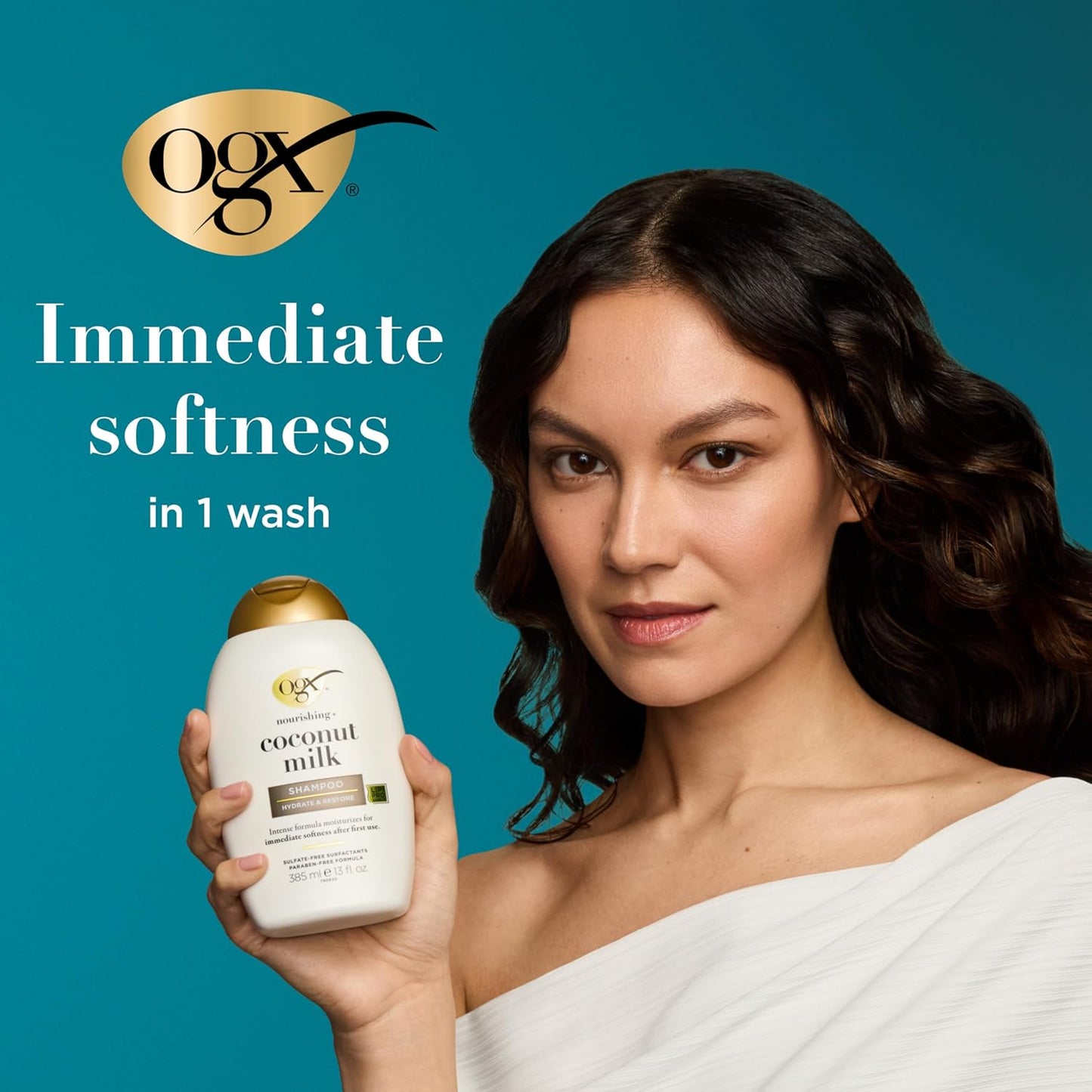 OGX - Nourishing - Coconut Milk - Moisturizing Shampoo - Hydrating & Restoring Shampoo - For Softer Hair - Paraben-Free, Sulfate-Free Surfactants - 13 fl. oz