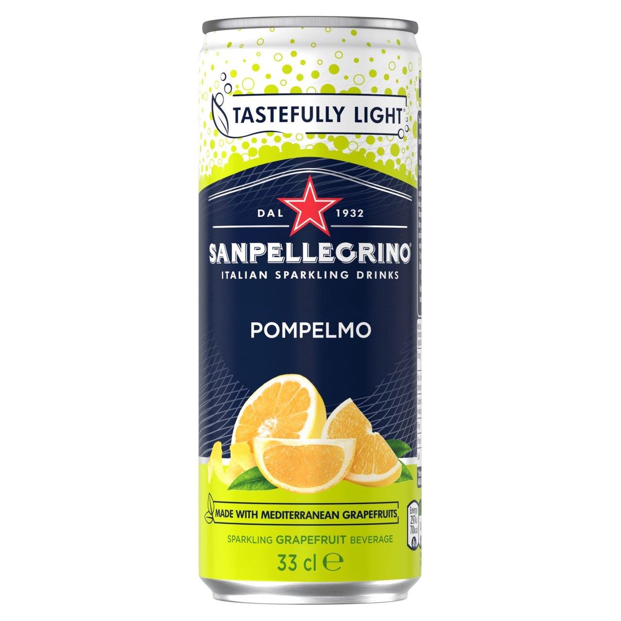 TASTEFULLY LIGHT - SANPELLEGRINO - POMPELMO - Grapefruit Drink - 33cl Can Qtn / 24 Each