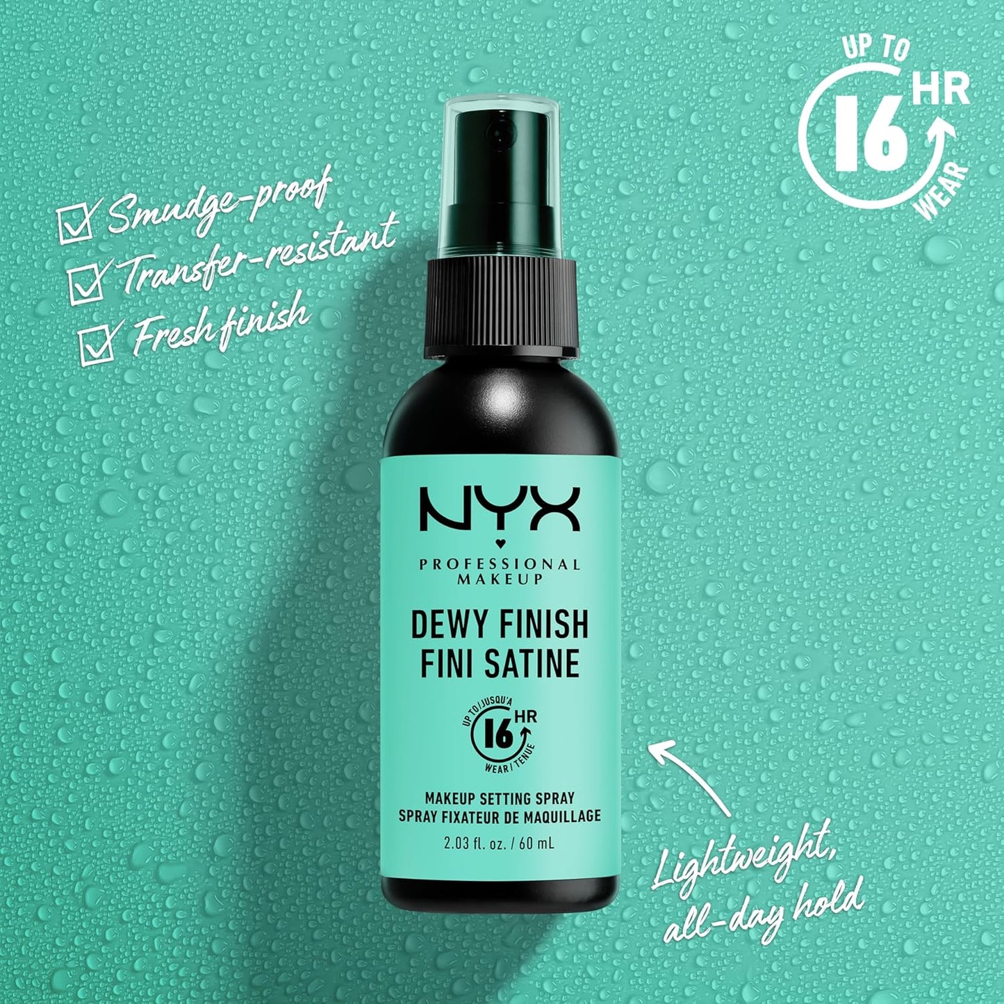 NYX - Professional Makeup - Makeup Setting Spray - Dewy Finish (Fini Satine) - 60ml