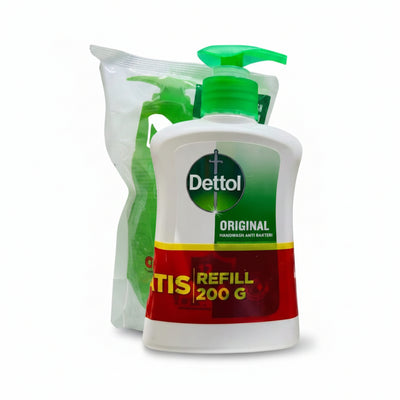 Dettol - ORIGINAL - Liquid HAND WASH - GRATIS REFILL - 245G Bottle + 200G Refill Pouch