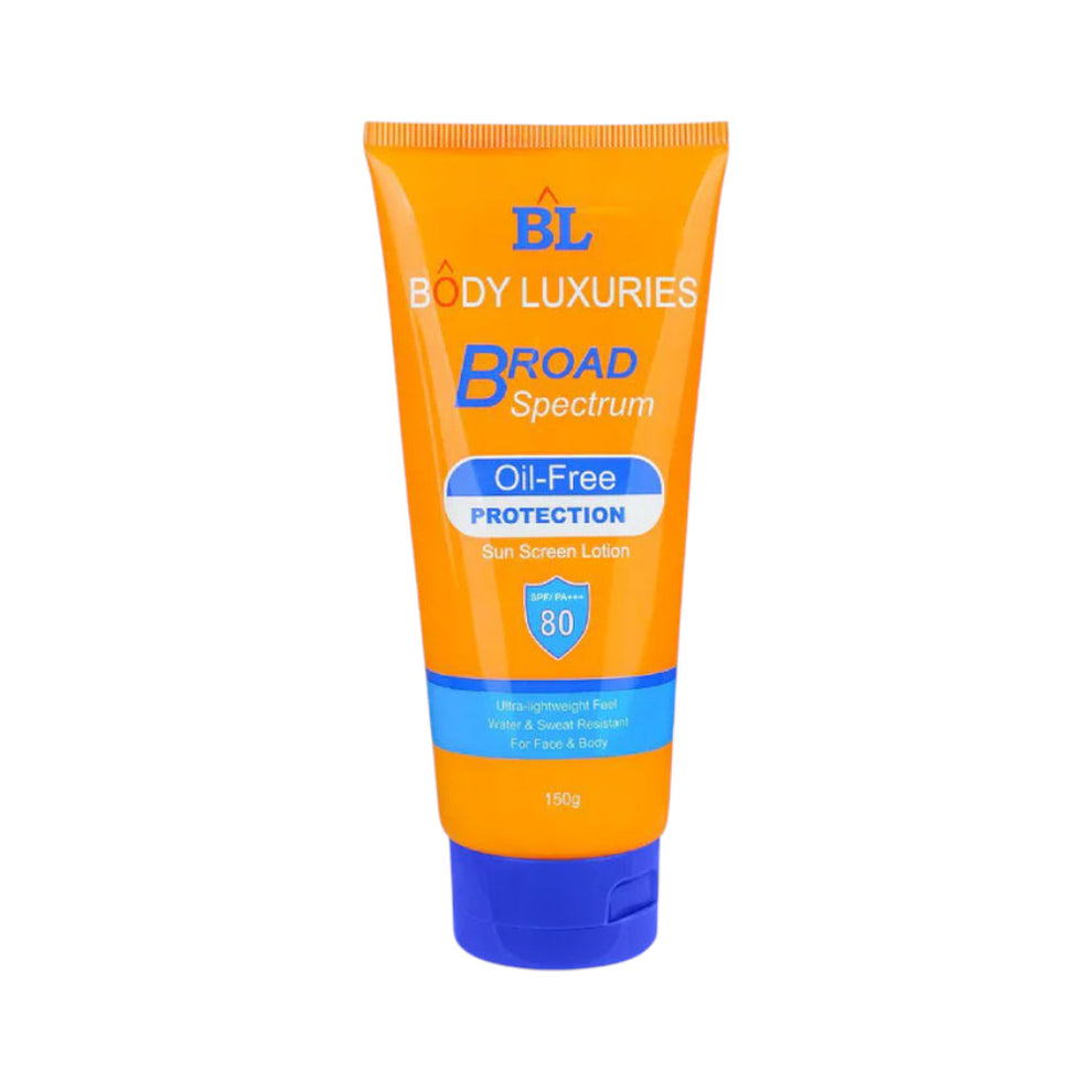 Body Luxuries - Broad Spectrum - Sun-Screen Lotion - SPF 80 - PA+++ - Water & Sweat Resistant - Ultra Lightweight Feel - 150g
