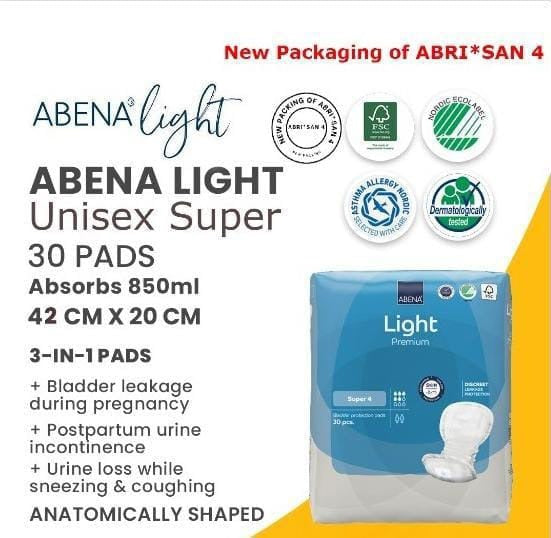Abri San 4 (Abena Light Super 4) - Unisex - Pads - 20 x 42 cm - 30 pieces