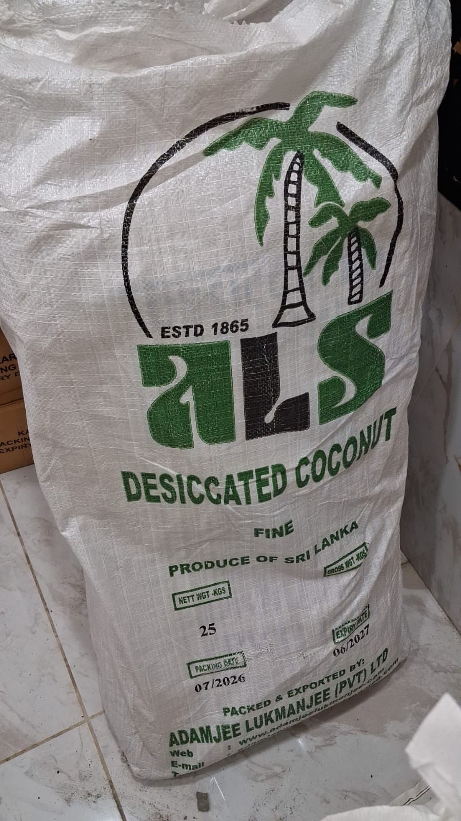 ALS Premium - High Fat - Fine Desiccated Coconut – 25kg Bulk Bag (Produce of Sri Lanka) - کھوپرا