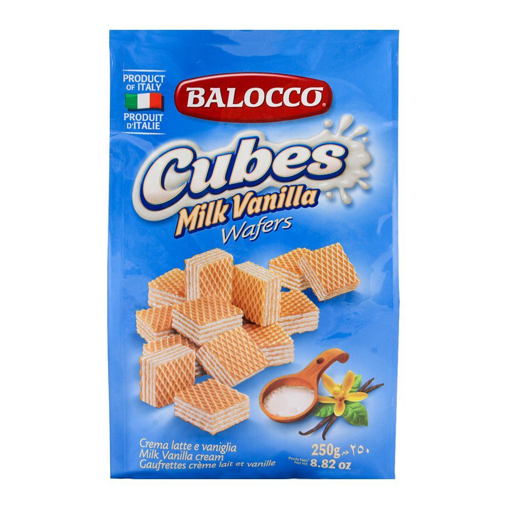 Balocco - Wafers - Cubes - Latte (Milk Vanilla) - 250g - 12-Pack Carton