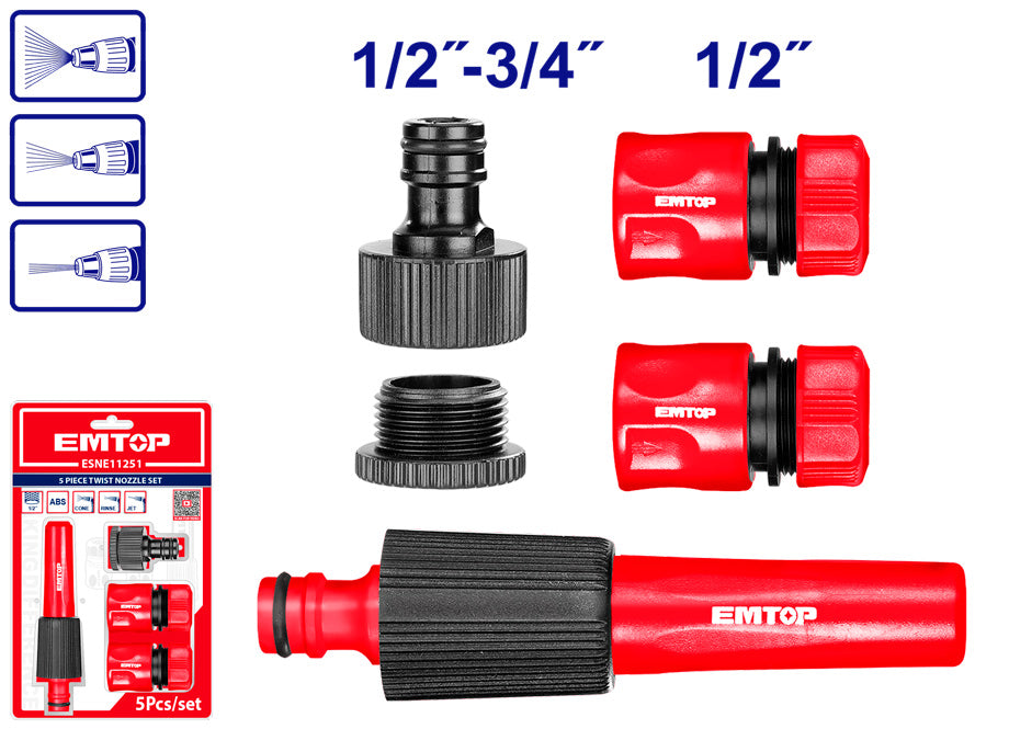 Emtop - 5 Piece Twist Nozzle Set- Model - ESNE11251