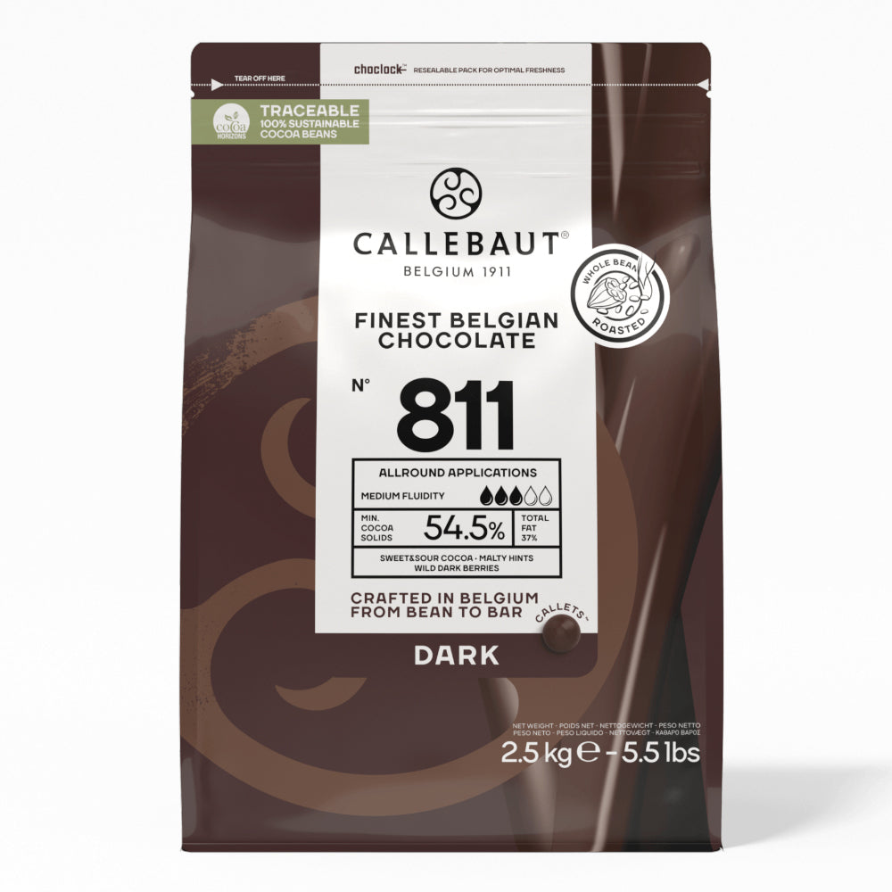Callebaut - Finest Belgian Chocolate – 54% Dark Chocolate Callets - 811 - 2.5 KG