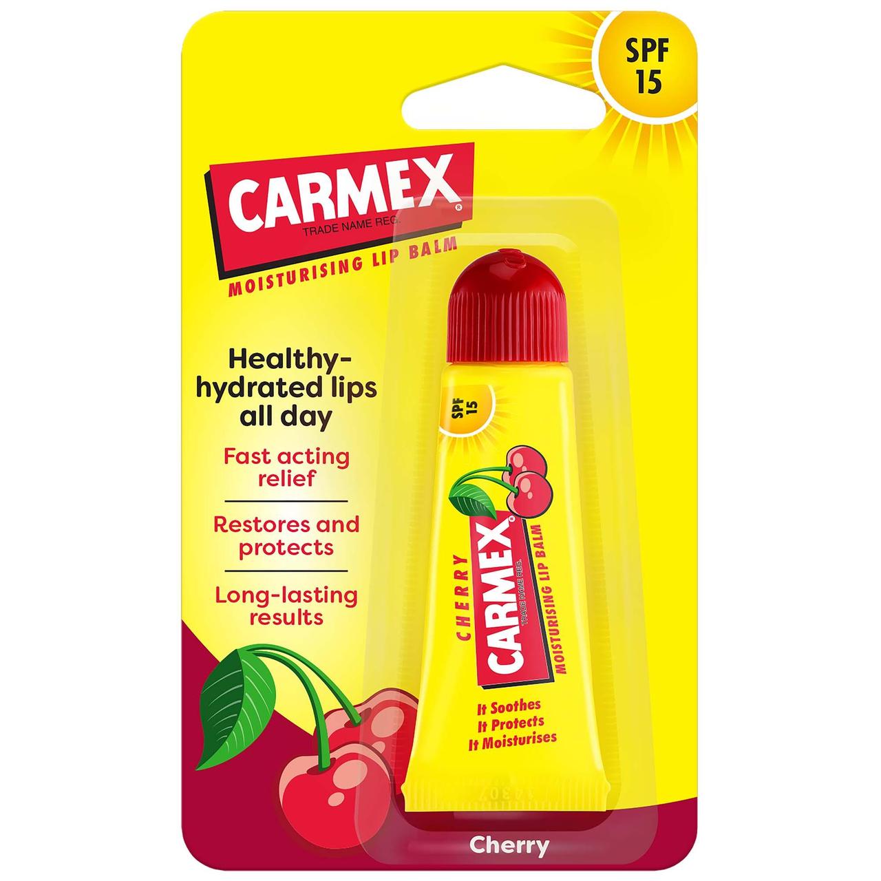 Carmex - Daily Care Moisturizing - Lip Balm - Squeeze Tube - Cherry - 10g