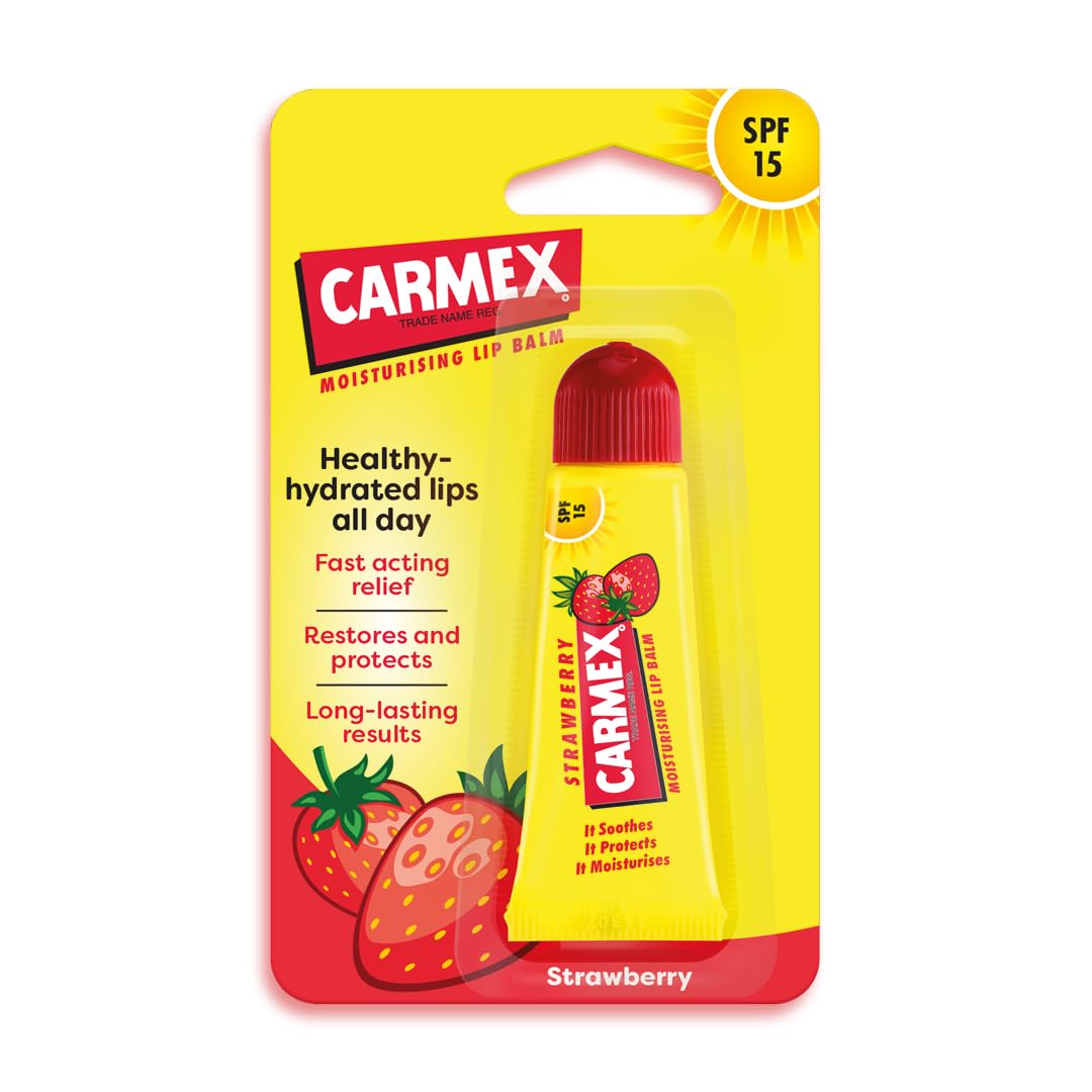 Carmex - Daily Care Moisturizing - Lip Balm - Squeeze Tube - Strawberry - 10g