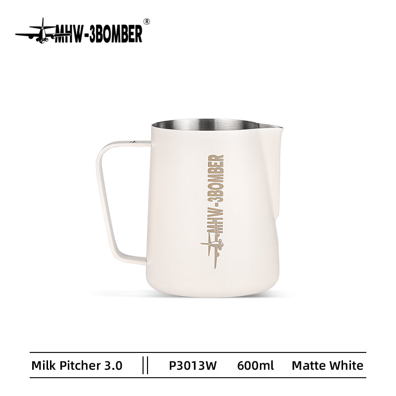 Coffee Cartel - MHW3 Bomber - Milk Pitcher-600ml - White, Stainless Steel, Version 3.0 - P3013W