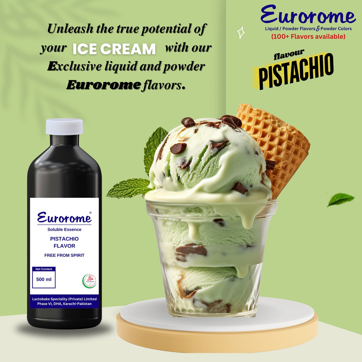 Eurorome - Pistachio Flavor - FF02857 - Soluble Essence - 500ml