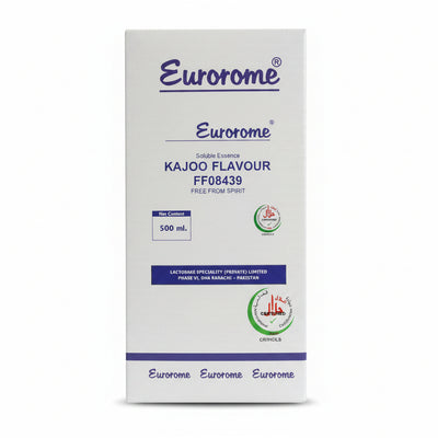 Eurorome Kajoo Flavour product packaging with branding and certification logos.