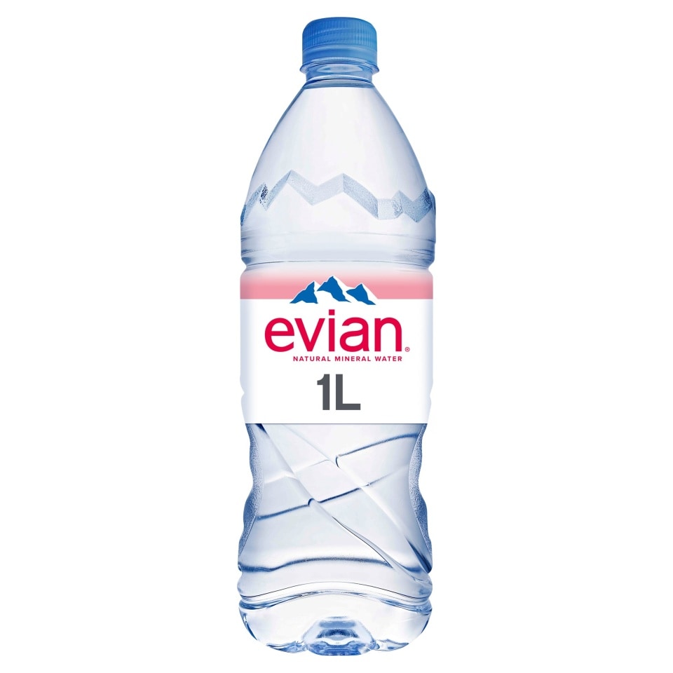 Evian - Natural Spring Water - 1000 ml (1L) X8 - Plastic Bottles