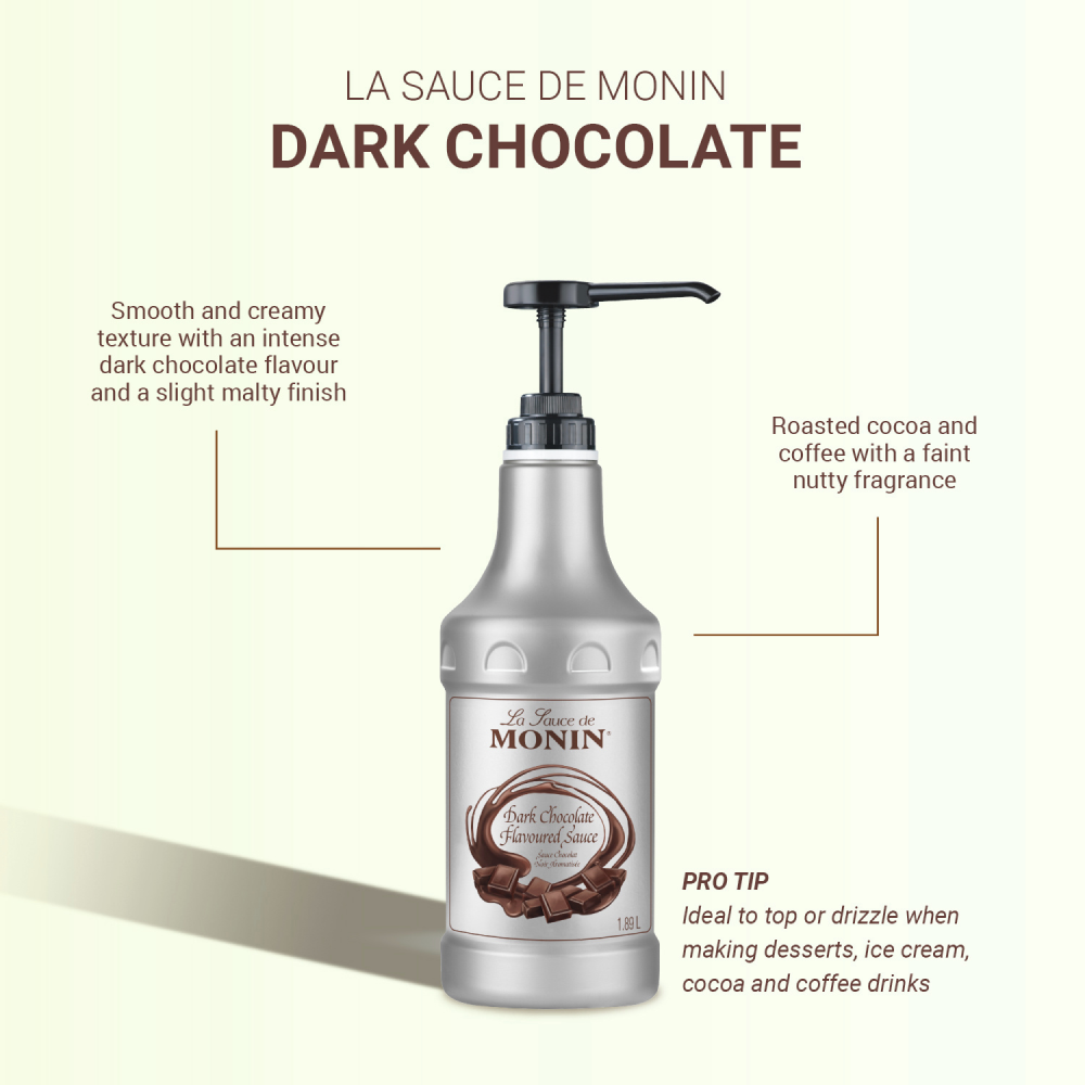 Monin - Dark Chocolate Flavored Sauce - Flavoured Sauce - 1.89L - Le Sauce De Monin