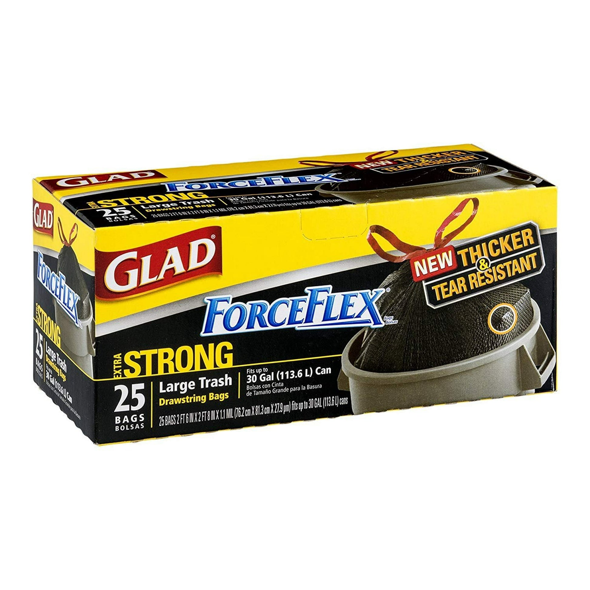Glad - Multipurpose - Large Trash Bags with Drawstring - 30 Gallon - 25 bags