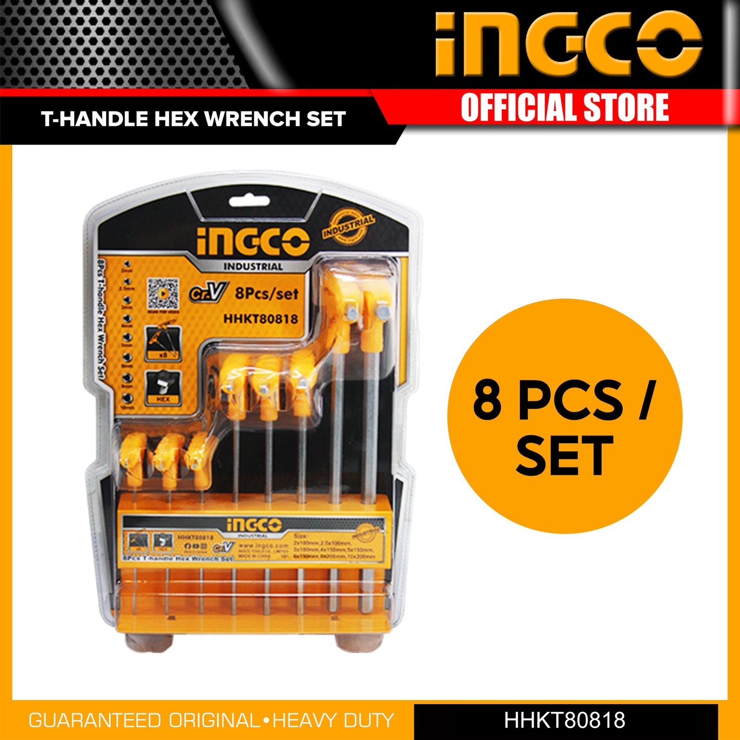 INGCO - 8 Pcs T-handle hex wrench set HHKT80818
