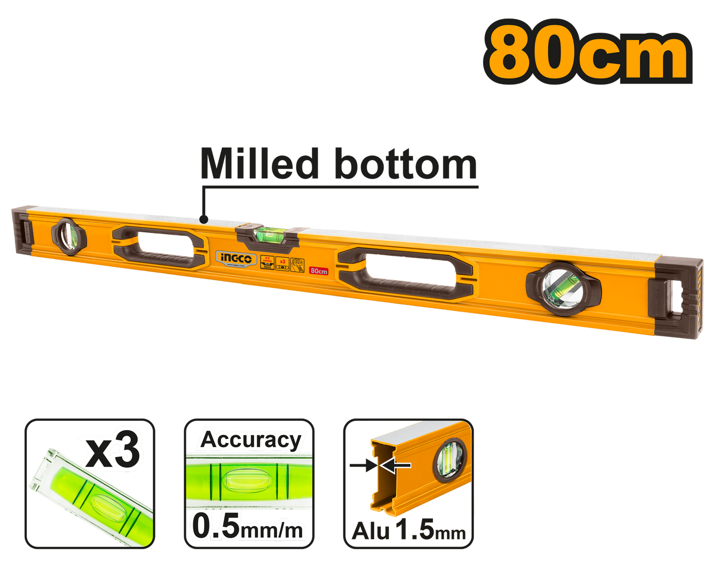 INGCO - Spirit level 80cm HSL08080