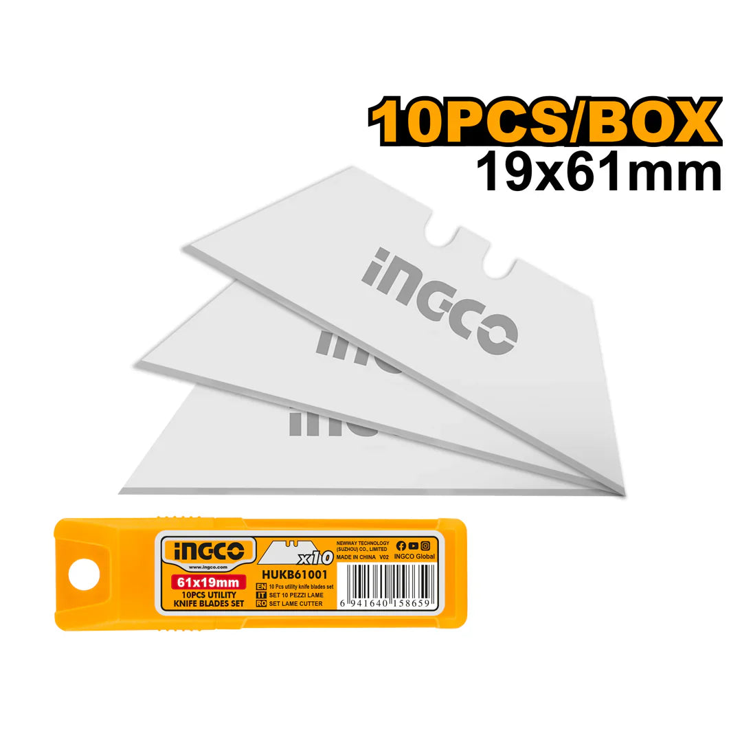 INGCO - 10 Pcs utility knife blades set HUKB61001