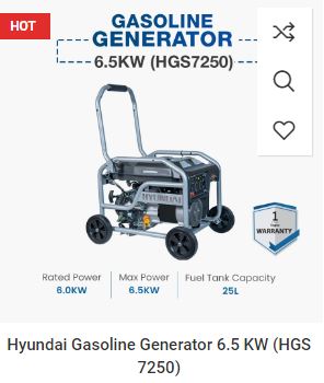 Hyundai - HGS 7250 6.0 KW (8Kva) - Generator