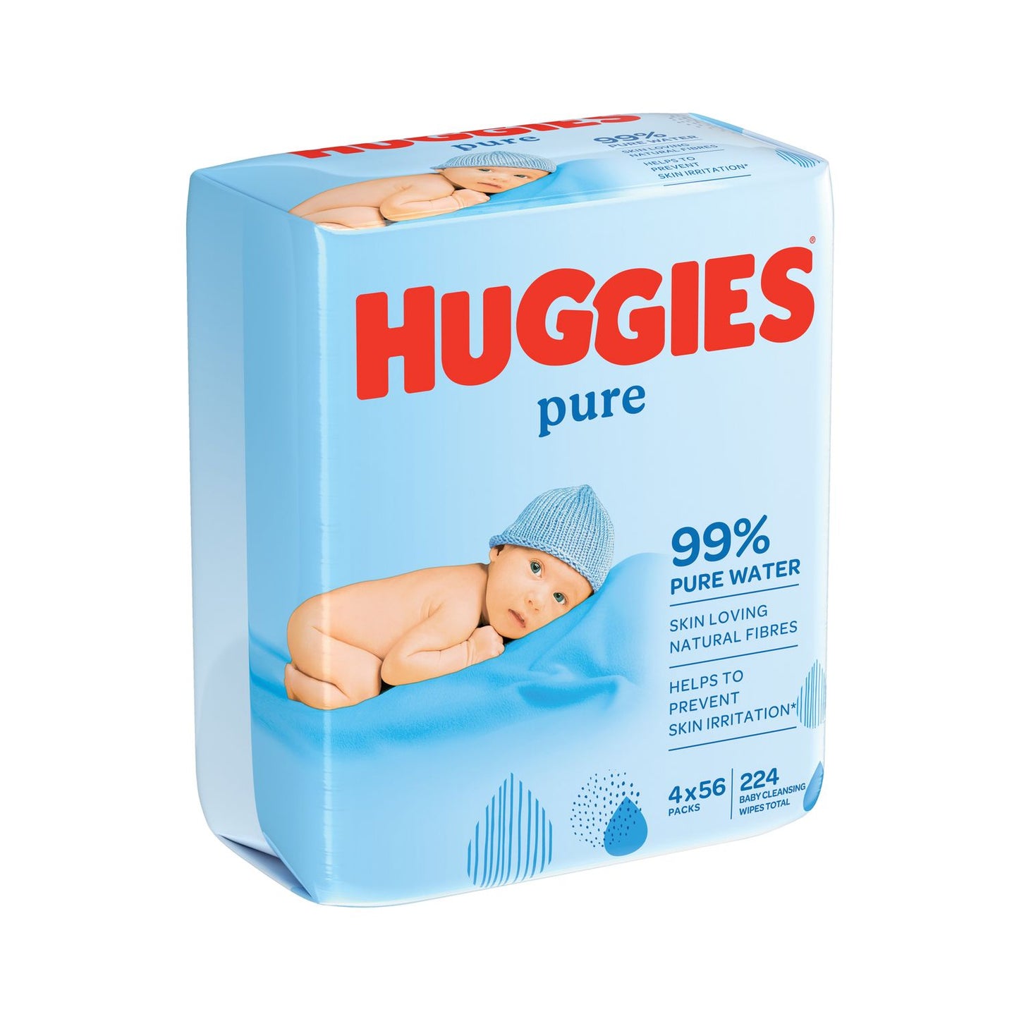 Huggies Baby - Wet Cleansing Wipes - Pure - 4's - Quad Pack - 224ct