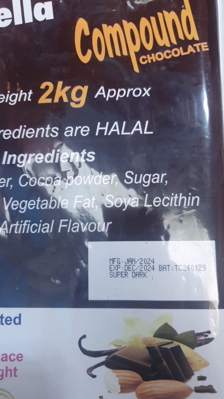 Taj Confectionary - SWITZELLA - Super Dark - 2KG - Compound Chocolate Bar