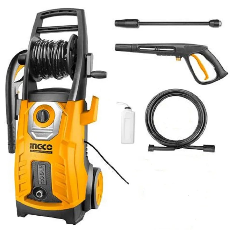 Ingco pressure washer with accessories on a white background